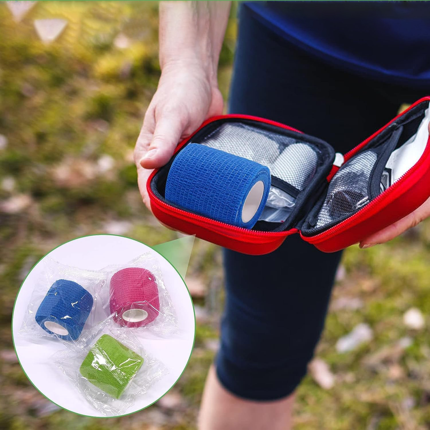 Trusă de prim ajutor fără latex, bandaj coeziv învelit flexibil