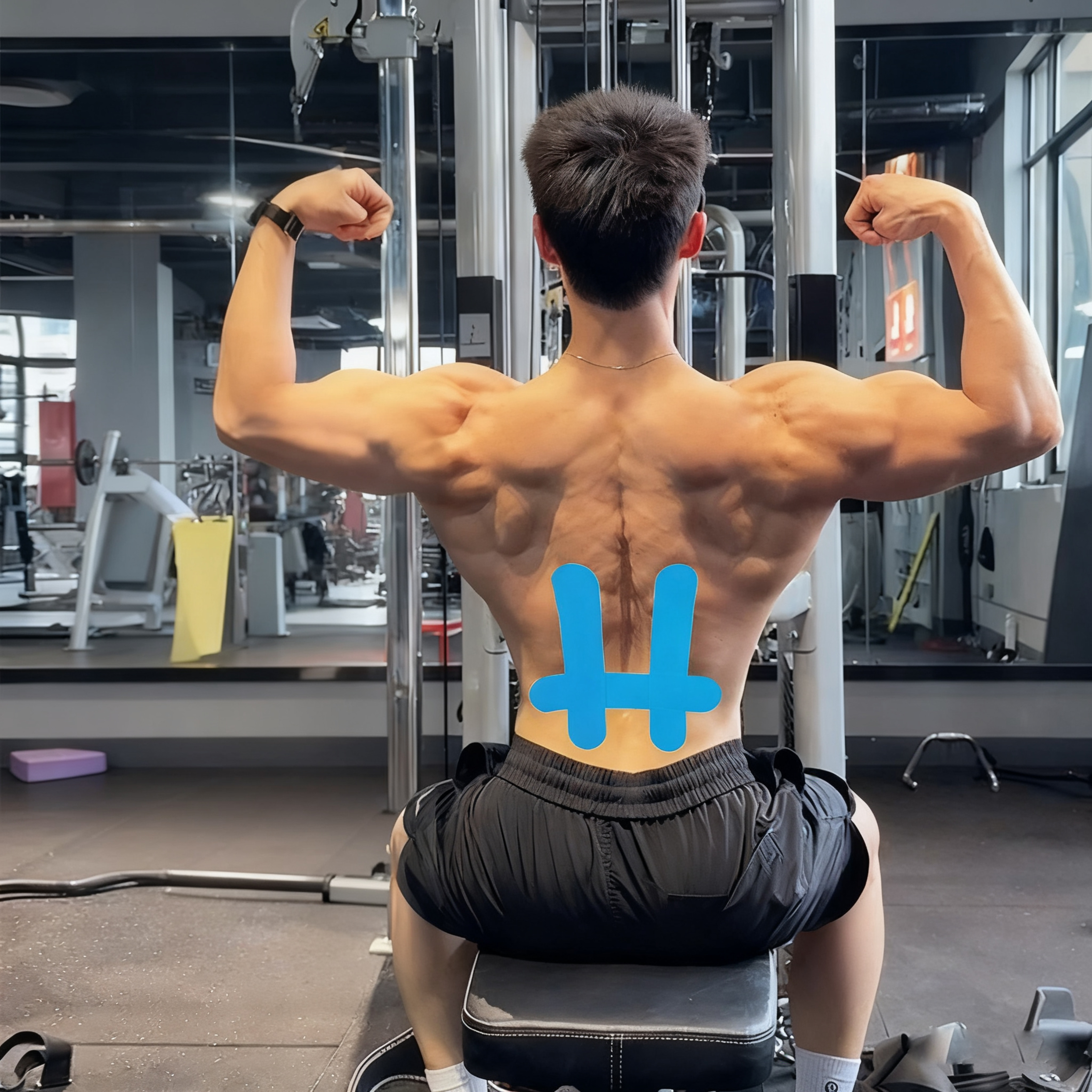 Plasture musculare cu bandă de kinesiologie în formă pretăiată pentru spate